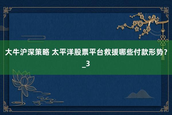 大牛沪深策略 太平洋股票平台救援哪些付款形势？_3