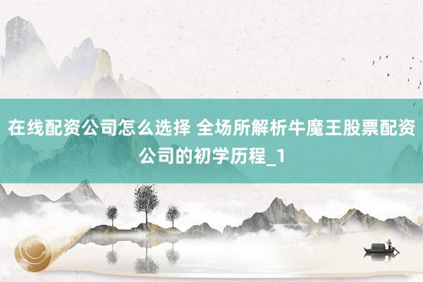 在线配资公司怎么选择 全场所解析牛魔王股票配资公司的初学历程_1