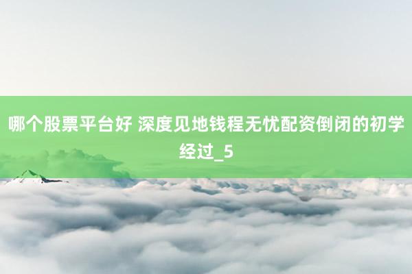 哪个股票平台好 深度见地钱程无忧配资倒闭的初学经过_5