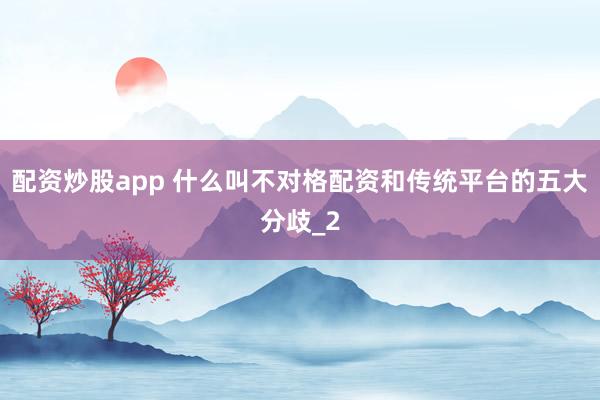 配资炒股app 什么叫不对格配资和传统平台的五大分歧_2