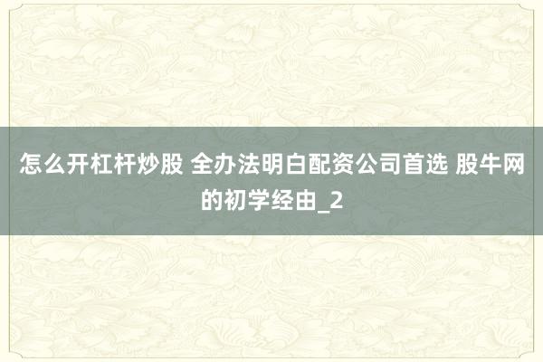 怎么开杠杆炒股 全办法明白配资公司首选 股牛网的初学经由_2