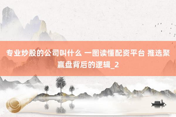 专业炒股的公司叫什么 一图读懂配资平台 推选聚赢盘背后的逻辑_2