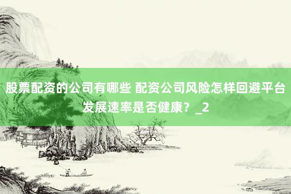 股票配资的公司有哪些 配资公司风险怎样回避平台发展速率是否健康？_2